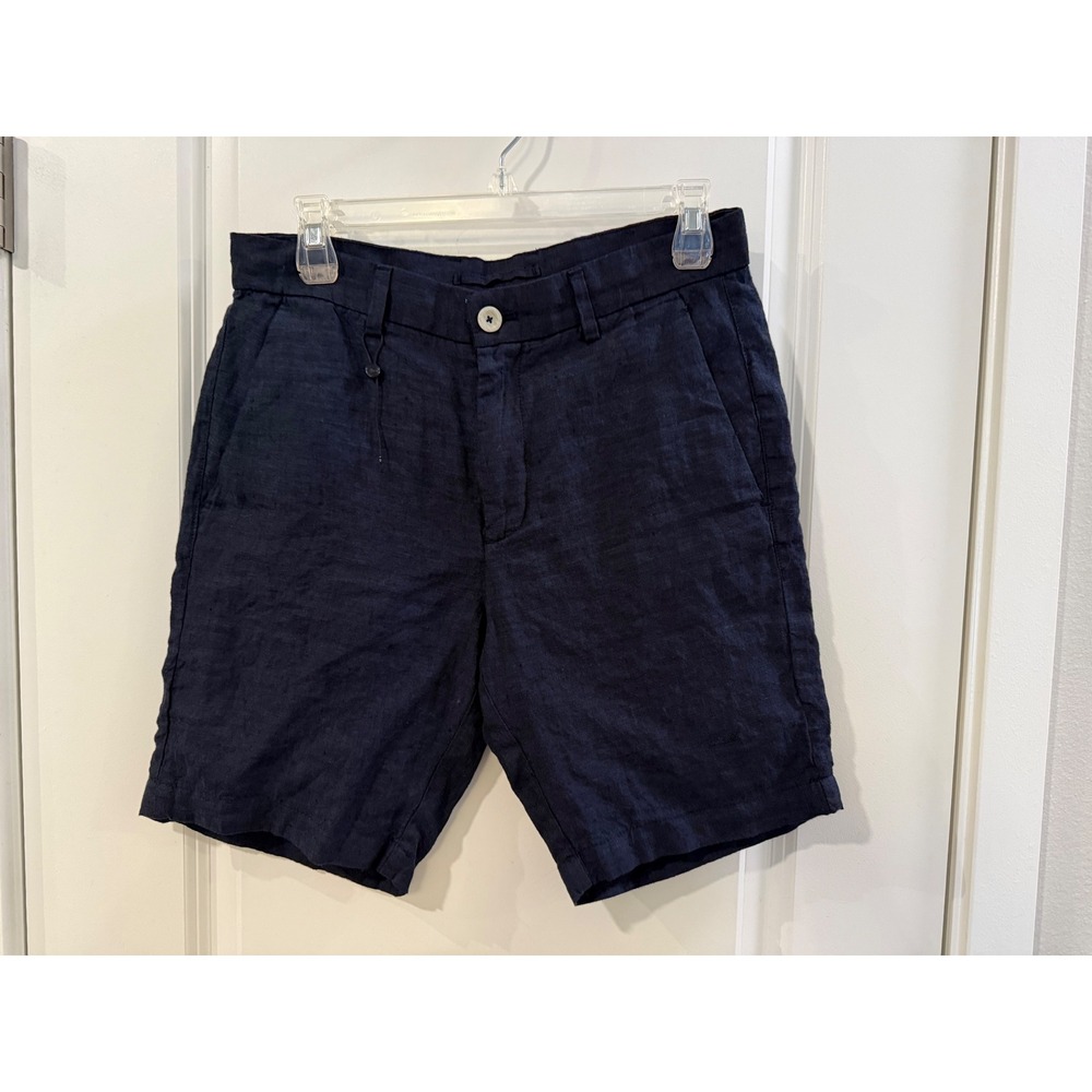 Porter & Ash Navy Blue 100% Linen‎ Shorts Womens USA 29 Chino Summer Casual